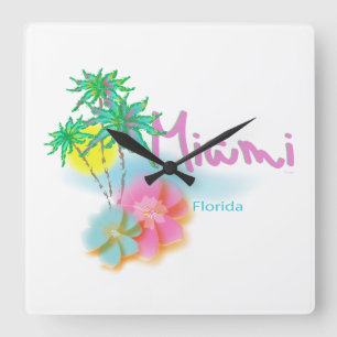 Beautiful Miami Florida Square Wall Clock