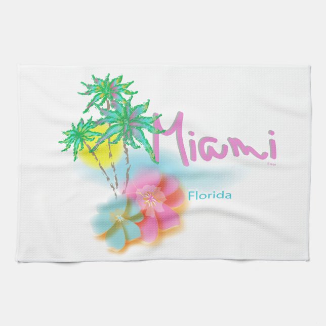 Beautiful Miami Florida Tea Towel (Horizontal)