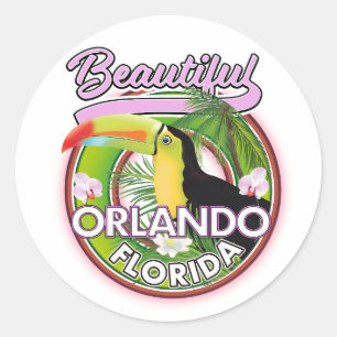 Beautiful Miami Orlando travel logo Classic Round Sticker