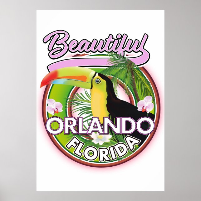  Beautiful Miami Orlando travel logo Poster (Front)