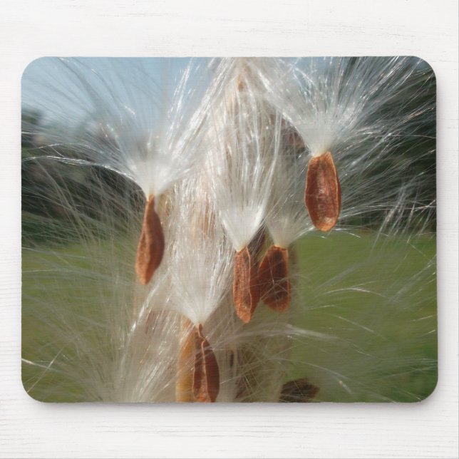 Beautiful Milkweed Magic: A Skyward Flight Design Mouse Mat (Front)