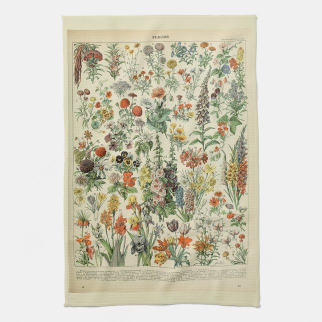 Beautiful Millot Fleur Illistration Print Tea Towel (Vertical)
