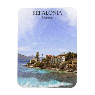 Beautiful Minimal Kefalonia Greece Painting Magnet