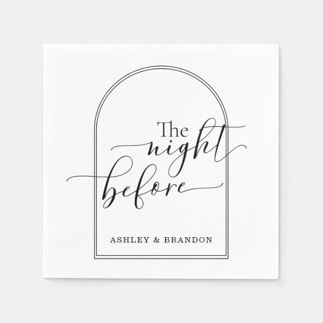 Beautiful Minimal Script The Night Before Napkins (Front)