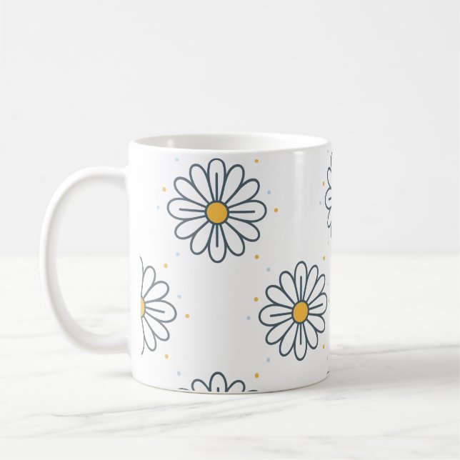 Beautiful, minimalist daisies coffee mug (Left)