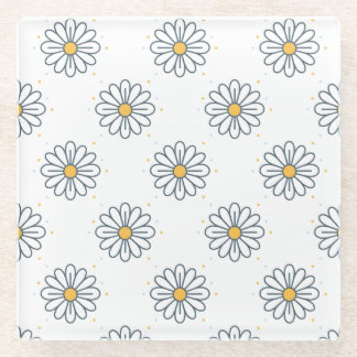 Beautiful, minimalist daisies glass coaster