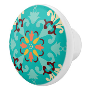 💚💛 Beautiful mint and yellow Azulejos,  Ceramic Knob