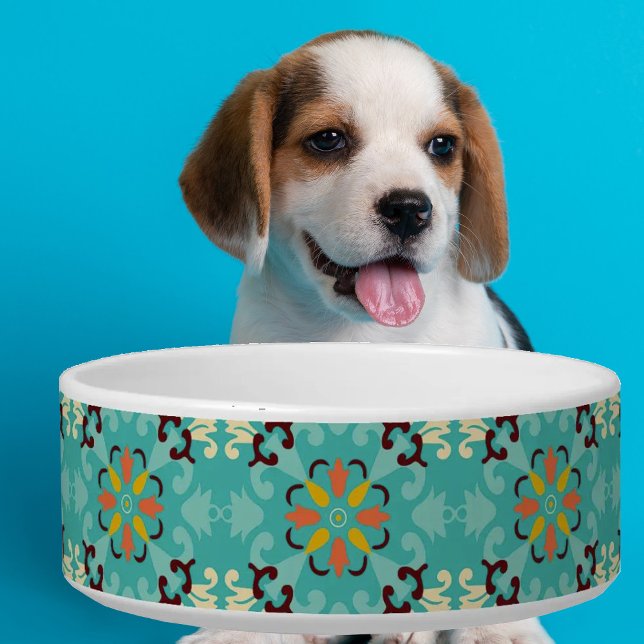 💚💛 Beautiful mint and yellow Azulejos pet Bowl (Creator Uploaded)
