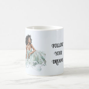 Beautiful Mint Dress Black Lady Coffee Mug