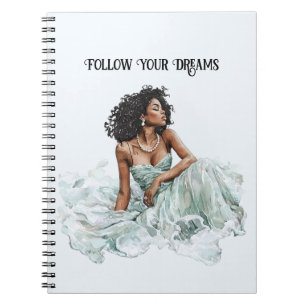 Beautiful Mint Dress Black Lady Notebook