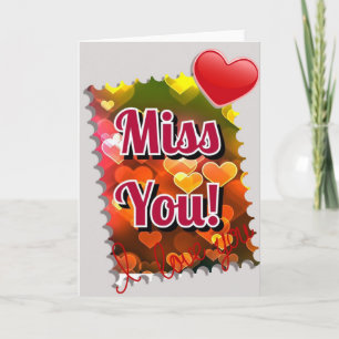 Beautiful "Miss You" Card with Hearts.