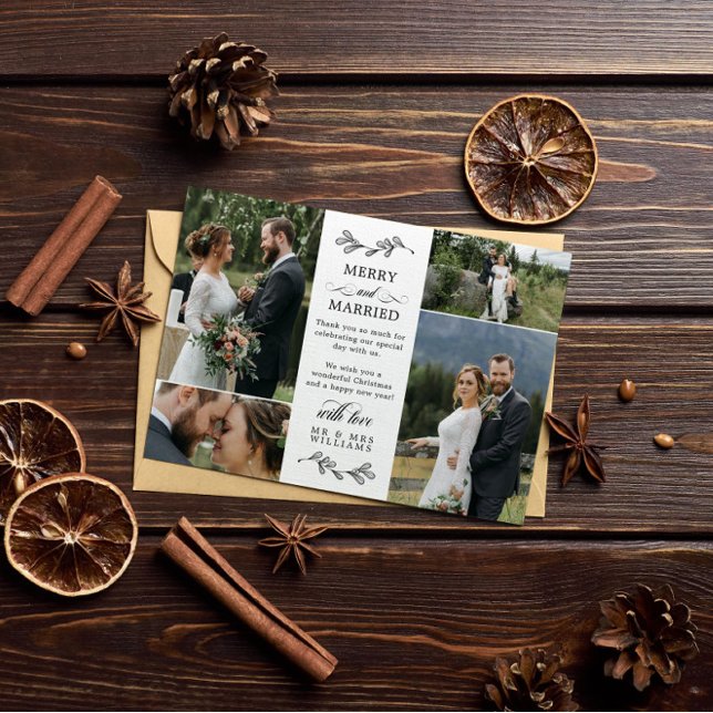 Beautiful Mistletoe Merry Married Christmas Thank You Card (Creator Uploaded)