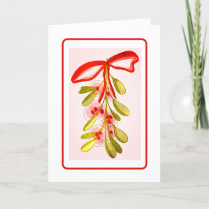 Beautiful Mistletoe Plant Digital Painted Look Card