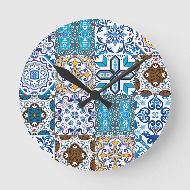 🤩 Beautiful mix of Azulejos Round Clock (Front)