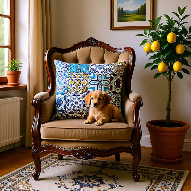 🤩 Beautiful mix of Azulejos Throw Pillow (🤩 Beautiful mix of Azulejos Throw Pillow)