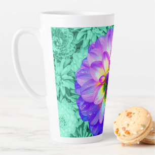 Beautiful Mixed Color Dahlia Flower Latte Mug Cup