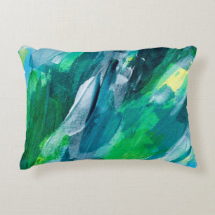 Beautiful mixed media painting. Trendy hand painte Decorative Cushion