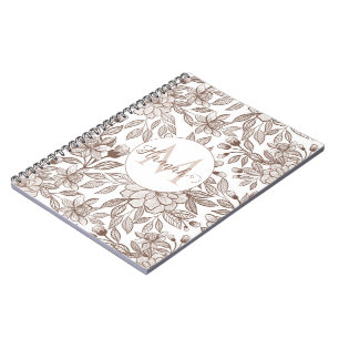 Beautiful Mocha Mousse Vintage Floral Notebook