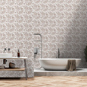 Beautiful Mocha Mousse Vintage Floral Wallpaper