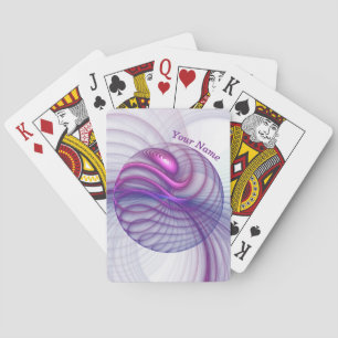 Beautiful Modern Abstract Fractal Art Pink Name Playing Cards
