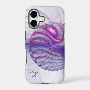 Beautiful Modern Abstract Fractal Pink Initials