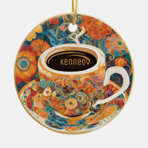 Beautiful Modern Art Coffee Cup Ornament