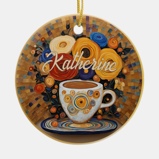 Beautiful Modern Art Coffee Cup Ornament (Front)