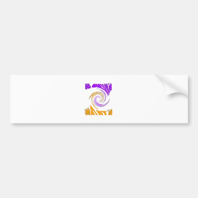 Beautiful Modern Art Design: Purple and Gold Whirl Bumper Sticker (Front)