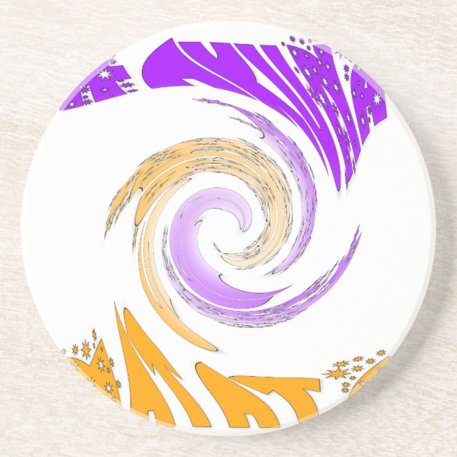 Beautiful Modern Art Design: Purple and Gold Whirl Coaster (Front)
