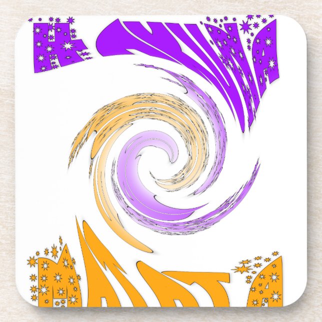 Beautiful Modern Art Design: Purple and Gold Whirl Coaster (Front)