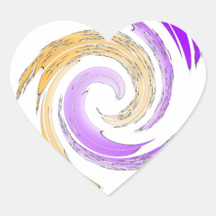 Beautiful Modern Art Design: Purple and Gold Whirl Heart Sticker