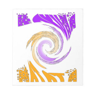 Beautiful Modern Art Design: Purple and Gold Whirl Notepad