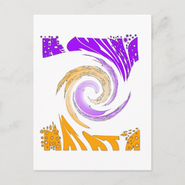 Beautiful Modern Art Design: Purple and Gold Whirl Postcard (Front)