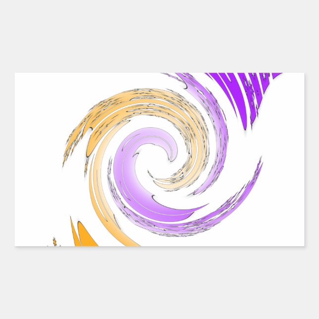 Beautiful Modern Art Design: Purple and Gold Whirl Rectangular Sticker (Front)