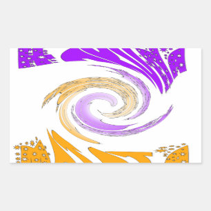 Beautiful Modern Art Design: Purple and Gold Whirl Rectangular Sticker