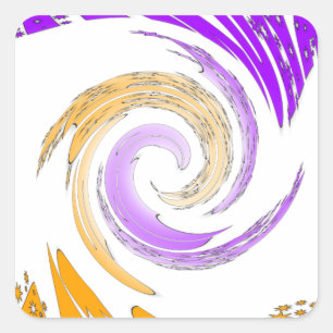 Beautiful Modern Art Design: Purple and Gold Whirl Square Sticker