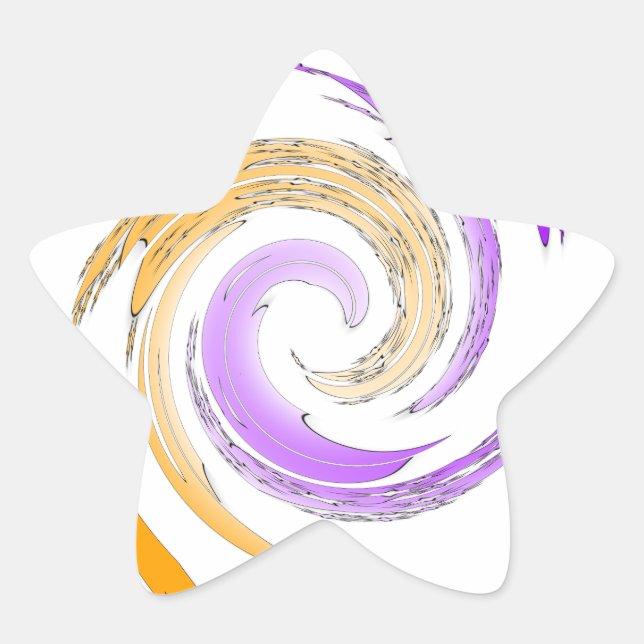 Beautiful Modern Art Design: Purple and Gold Whirl Star Sticker (Front)