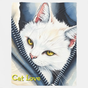 Beautiful Modern Cute Watercolor Cat Collection Fleece Blanket