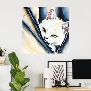 Beautiful Modern Cute Watercolor Cat Collection Poster