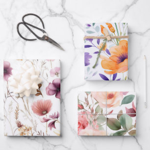Beautiful Modern Floral Print Gift Wrapping Paper Sheet