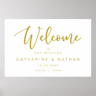Beautiful Modern Gold font, Wedding Welcome Poster