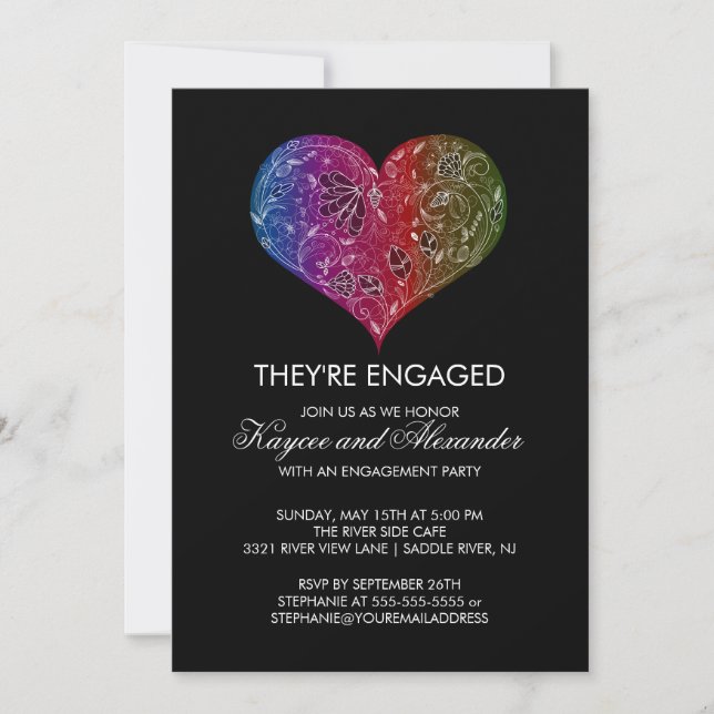 Beautiful Modern Heart Engagement Invitations (Front)