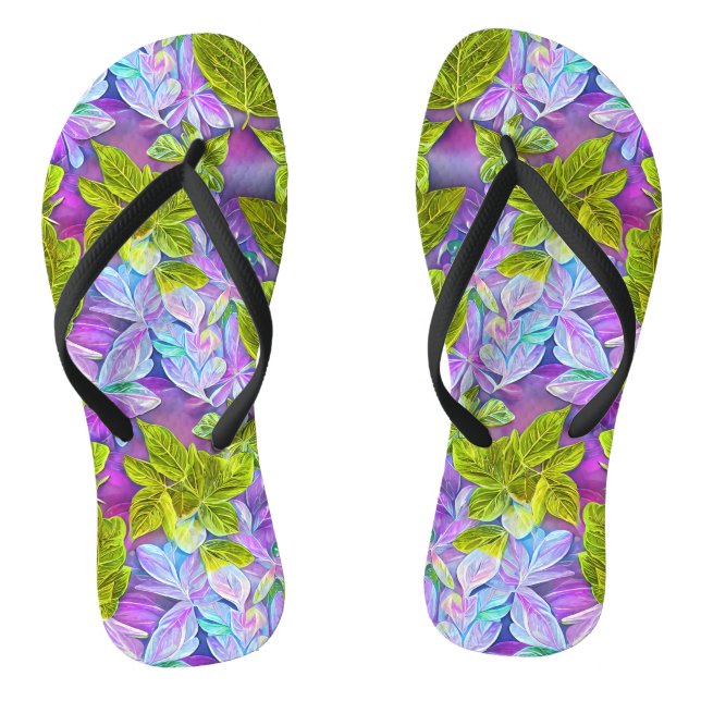 Beautiful Modern Leafy Pattern Flip Flops (Footbed)
