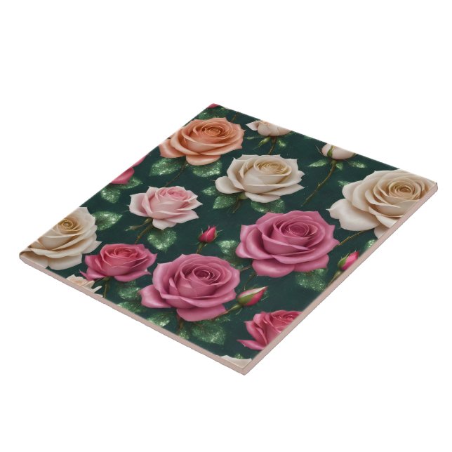 Beautiful Modern Linen Roses Collection Tile (Side)