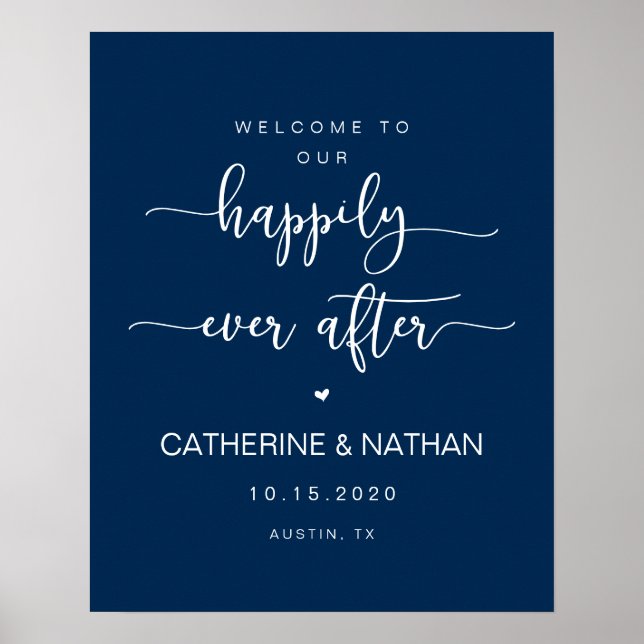 Beautiful Modern Navy typeface, Wedding Welcome Poster (Front)