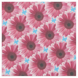 Beautiful Modern Pink Gerbera Flower Pattern Fabric