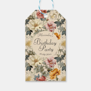 Beautiful modern retro floral pattern Birthday  Gift Tags