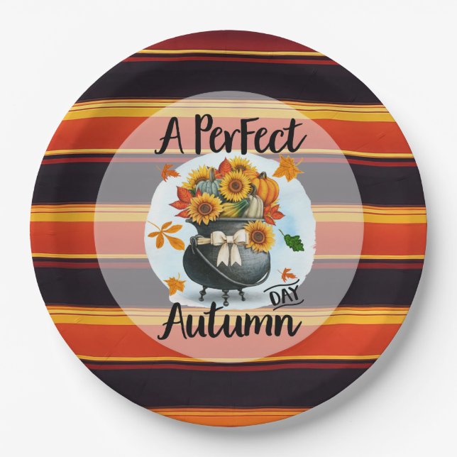 Beautiful Modern Thanksgiving Autumn Collection Paper Plate (Front)