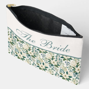 Beautiful Modern White Flowers and Berries Accessory Pouch