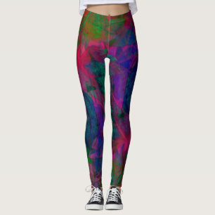 Beautiful modern with a fluorescent leaf motif leg leggings